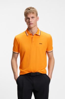 Polo in piqu&eacute; di cotone con dettagli logo, Arancione