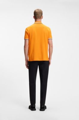 Polo in piqu&eacute; di cotone con dettagli logo, Arancione