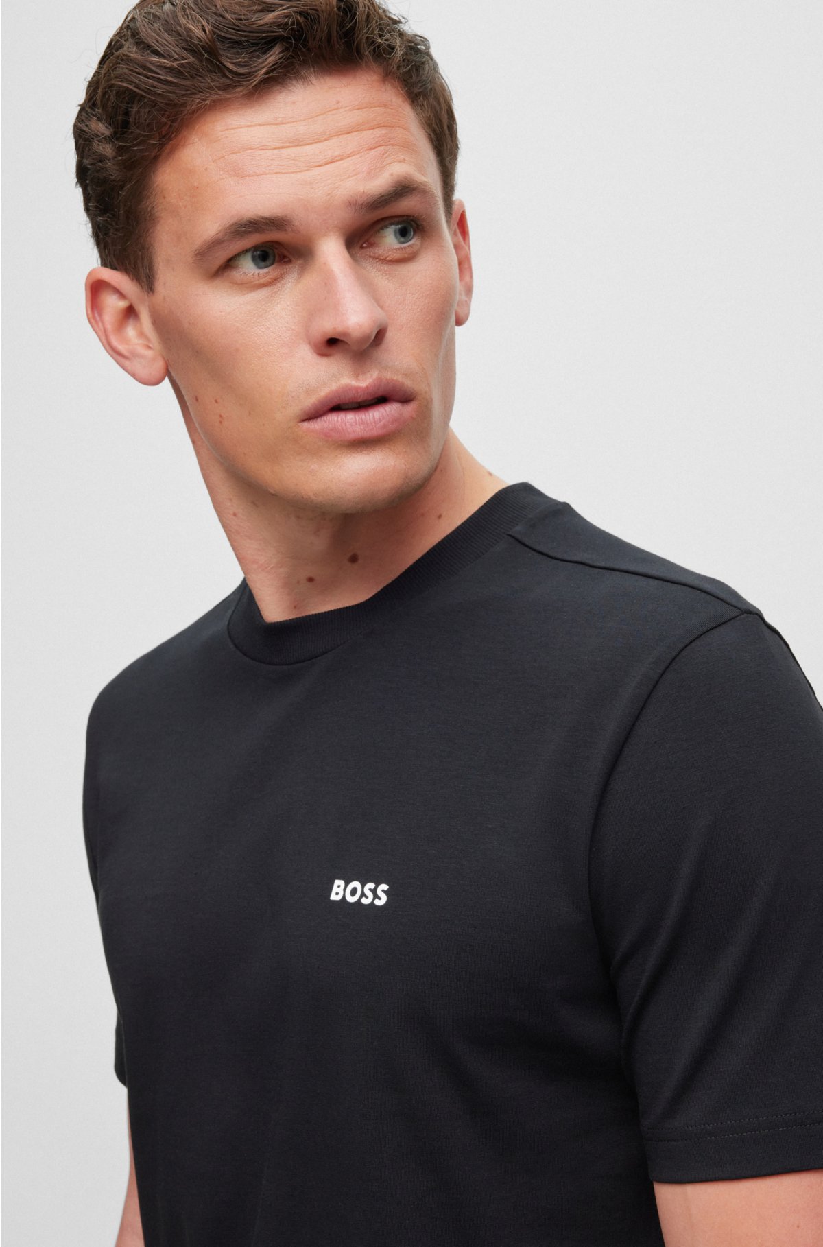 BOSS - Stretch-cotton regular-fit T-shirt with collaborative branding
