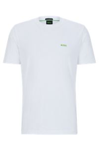 BOSS - Stretch-cotton T-shirt with contrast logo