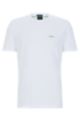 Stretch-cotton T-shirt with contrast logo, White
