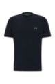 T-Shirt aus Stretch-Baumwolle mit kontrastfarbenem Logo, Dunkelblau