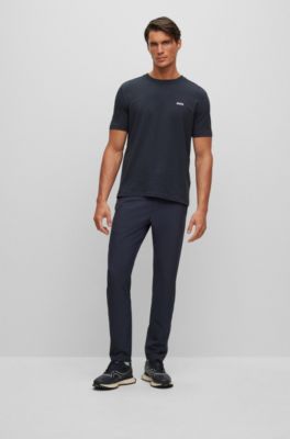 BOSS - Stretch-cotton T-shirt with contrast logo
