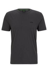 T-shirt i økologisk bomuld med buet logo, Mørkegrå