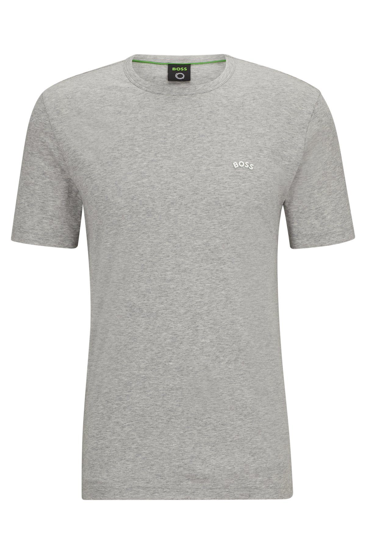 Organic-cotton T-shirt with curved logo, Light Grey