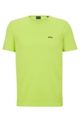 Hugo Boss Regular-fit Logo T-shirt In Organic Cotton In Light Green