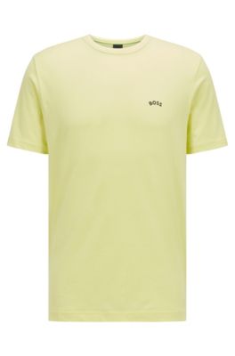 Hugo Boss Regular-fit Logo T-shirt In Organic Cotton In Light Green