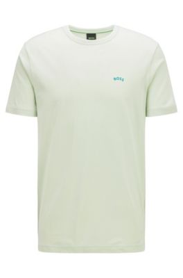 Hugo Boss Regular-fit Logo T-shirt In Organic Cotton In Yellow