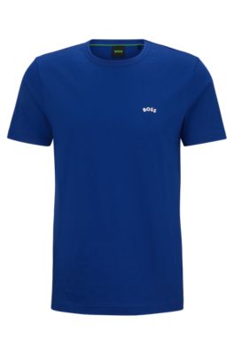 Hugo Boss Regular-fit Logo T-shirt In Organic Cotton In Blue