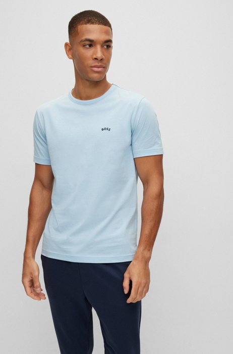 Regular-Fit T-Shirt aus Bio-Baumwolle mit Logo, Hellblau