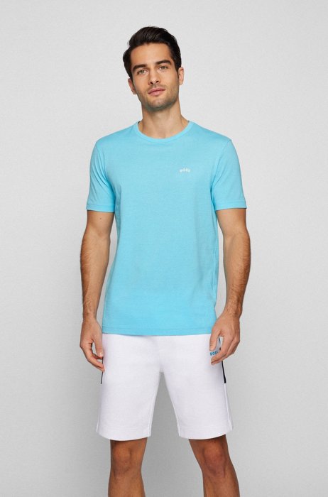 T-shirt Regular Fit en coton biologique avec logo, bleu clair