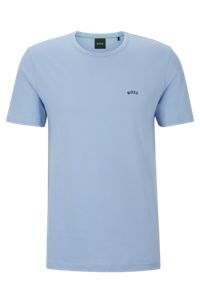 T-Shirt aus Bio-Baumwolle mit geschwungenem Logo, Hellblau