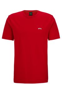 T-Shirt aus Bio-Baumwolle mit geschwungenem Logo, Rot