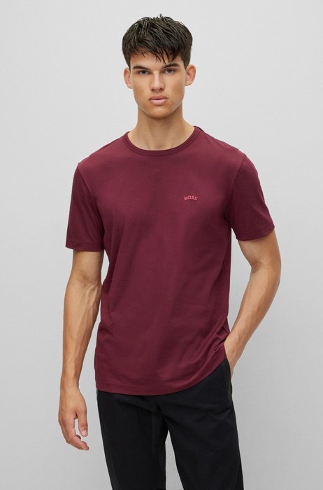 Regular-fit logo T-shirt in organic cotton, Dark Red