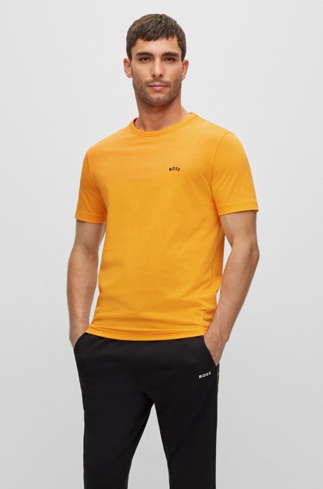 Regular-fit logo T-shirt in organic cotton, Light Orange