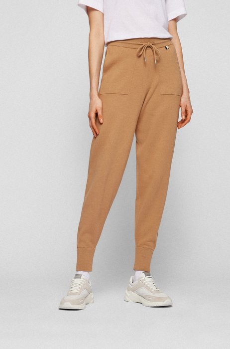 Relaxed-fit knitted trousers in organic cotton, Beige