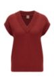 Relaxed-fit knitted top in organic cotton with silk, Dark Red
