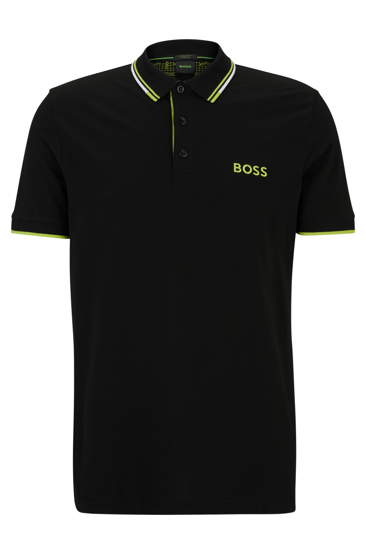 Poloshirt aus Baumwoll-Mix mit Kontrast-Details, Schwarz