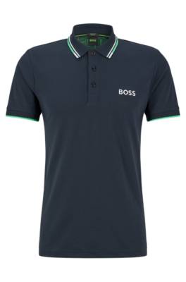 Hugo Boss 콘트라스트 디테일 코튼 블렌드 폴로 셔츠 In Black