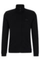 Sweater van biologische katoen met ritssluiting en gebogen logo, Zwart