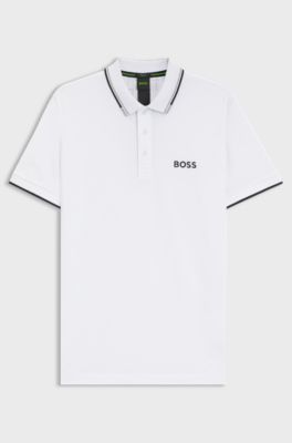 Sportieve, regular-fit Paddy-polo van sneldrogend stretchpiqu&eacute;       , Wit