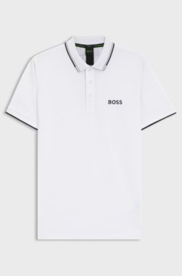 Active Paddy regular-fit polo shirt in quick-dry stretch piqu&eacute;       , White