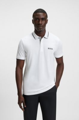 Active Paddy regular-fit polo shirt in quick-dry stretch piqu&eacute;       , White