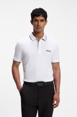 Sportieve, regular-fit Paddy-polo van sneldrogend stretchpiqu&eacute;       , Wit