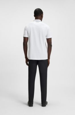 Active Paddy regular-fit polo shirt in quick-dry stretch piqu&eacute;       , White