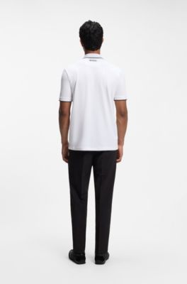 Active Paddy regular-fit polo shirt in quick-dry stretch piqu&eacute;       , White