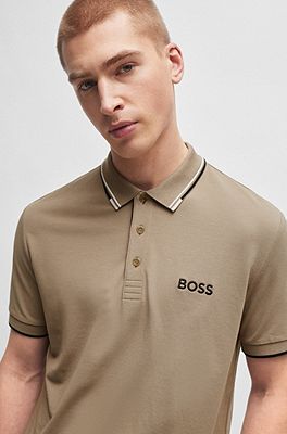 BOSS - コットンブレンド ポロシャツ コントラストロゴ