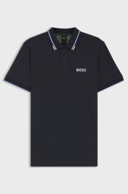 Polo Regular Paddy Actif en piqu&eacute; stretch &agrave; s&eacute;chage rapide      , Bleu fonc&eacute;