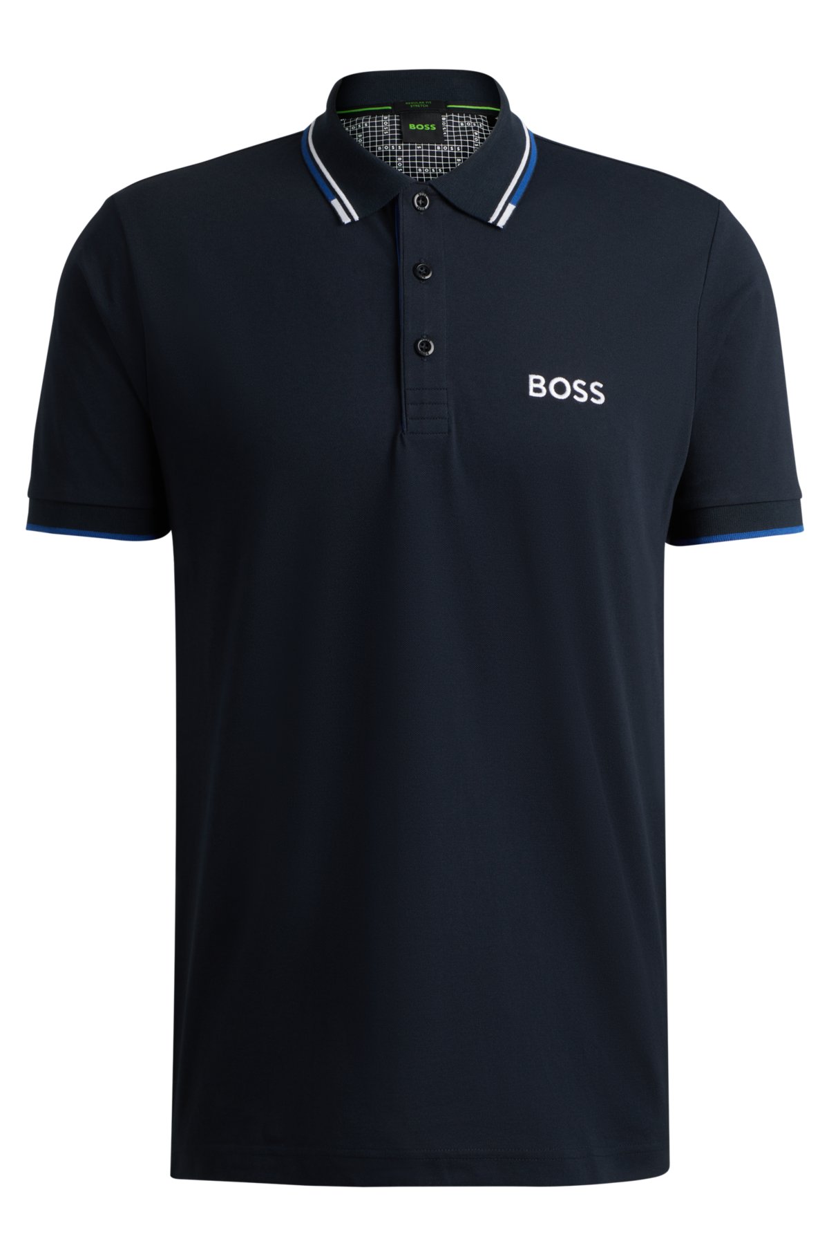 BOSS - Cotton-blend shirt polo logos with contrast