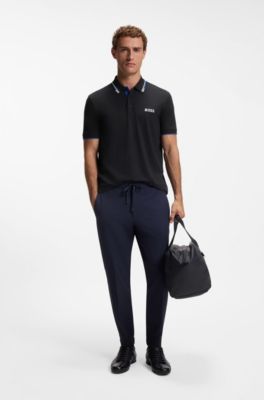 Active Paddy regular-fit polo shirt in quick-dry stretch piqu&eacute;       , Dark Blue