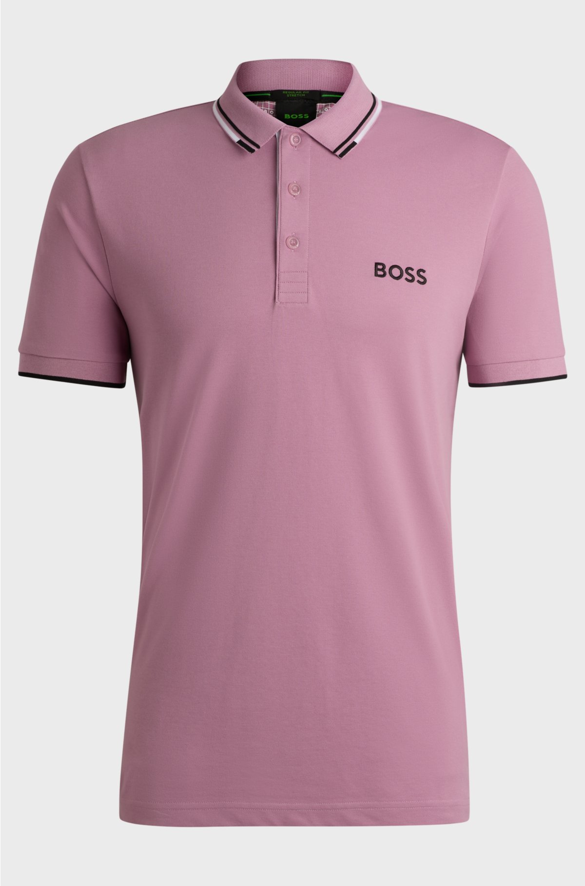 Cotton-blend polo shirt with contrast logos, Light Purple