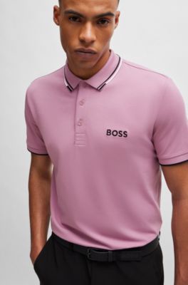 BOSS Cottonblend polo shirt with contrast logos