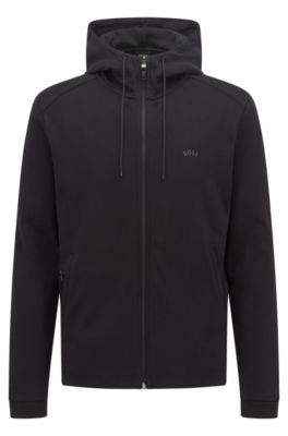 Boss athleisure logo zip hooded clearance sweatshirt