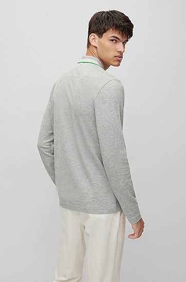 BOSS 博斯衣领细节设计棉质珠地布 Polo 衫,  060_Open Grey