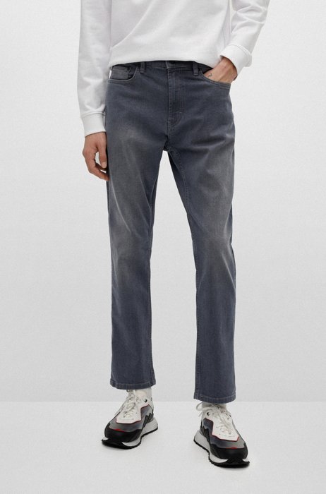 Regular-fit jeans in grey comfort-stretch denim, Grey