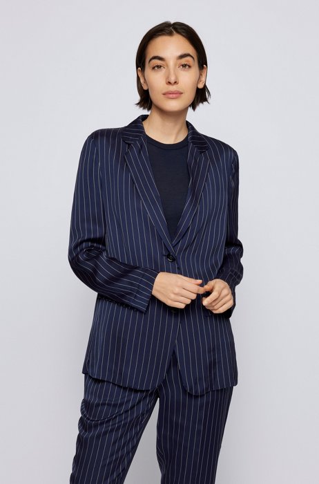 Regular-fit jacket in pinstripe fabric, Patterned
