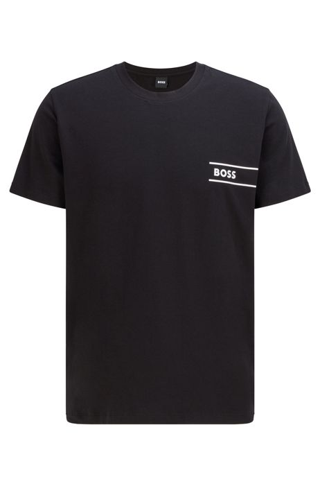 HUGO BOSS Uomo Abbigliamento Intimo Magliette intime T-shirt del pigiama in jersey di cotone elasticizzato con logo stampato 