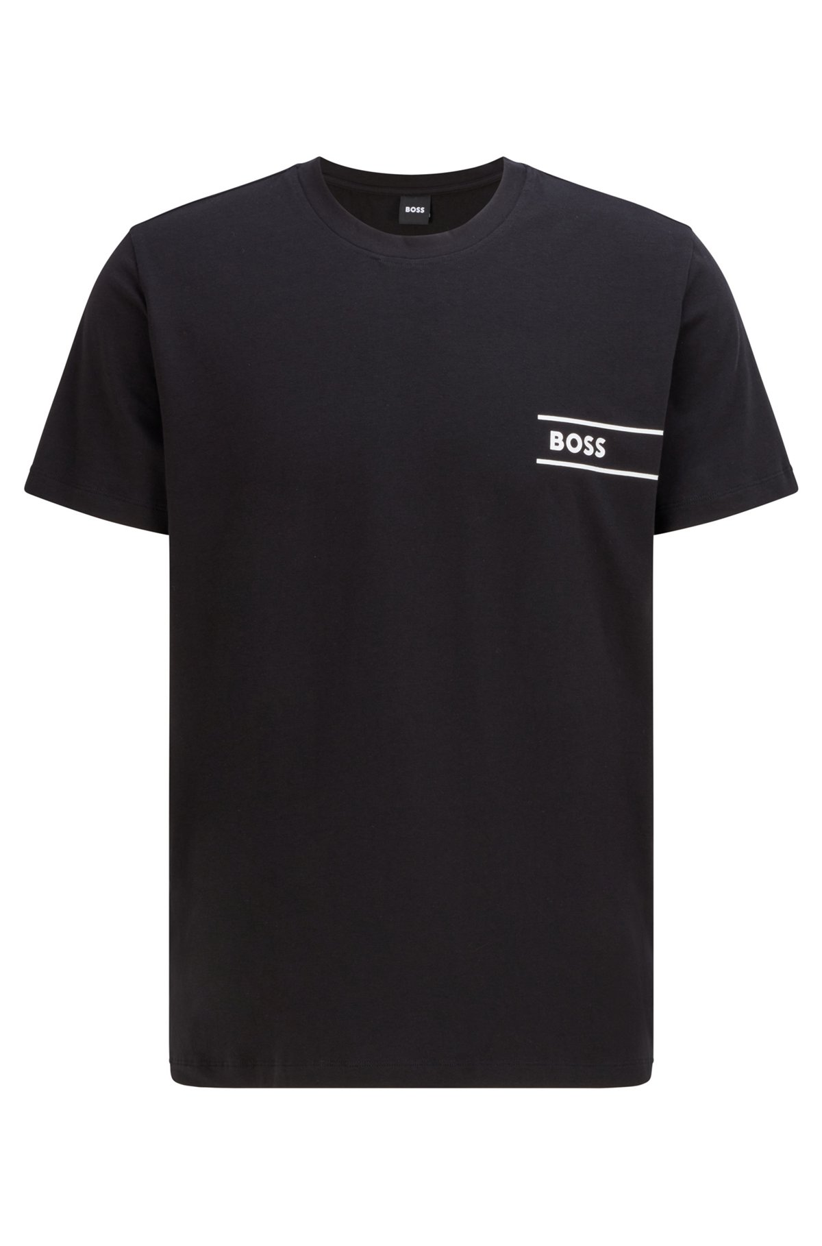 Camiseta interior en punto de algodón con logo estampado, Negro
