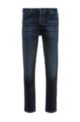 Tapered-fit jeans van blauwzwart comfortabel stretchdenim, Donkerblauw