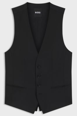 Slim fit-v&auml;st i sergev&auml;vd jungfruull, Svart