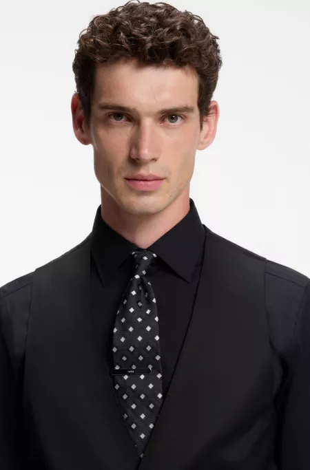 BOSS ONE Slim-fit waistcoat in virgin-wool serge