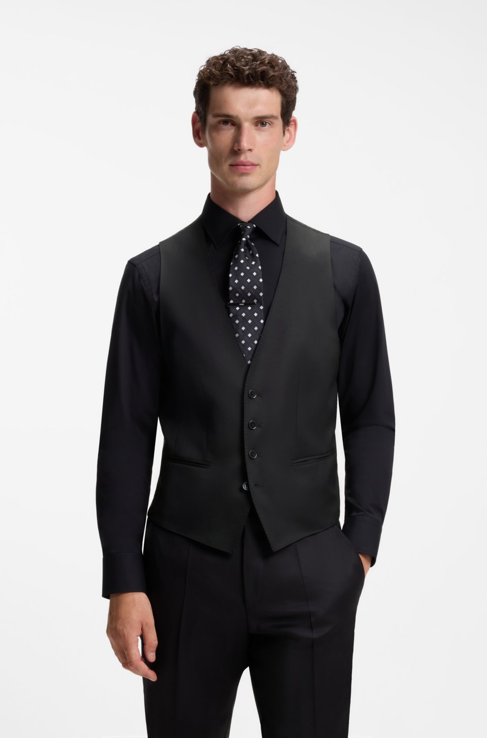 ONE Slim-fit waistcoat in virgin-wool serge