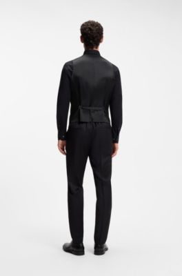 BOSS ONE Slim fit vest til jakkes&aelig;t i serge af ny uld, Sort