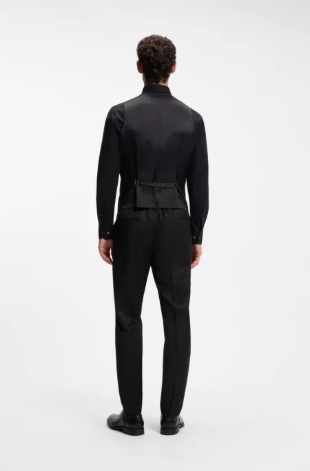 BOSS ONE Slim-fit waistcoat in virgin-wool serge