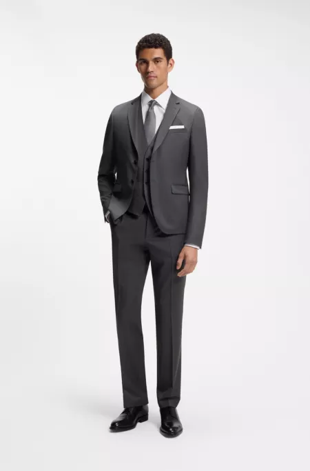 BOSS ONE Slim-fit waistcoat in virgin-wool serge