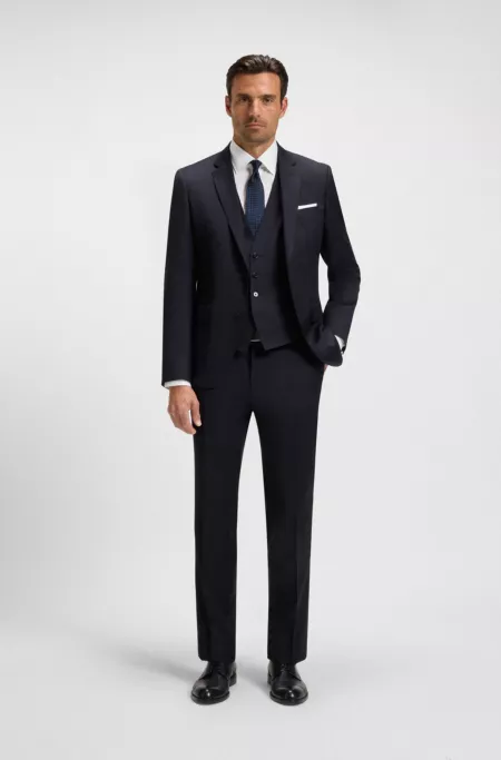 Slim-fit waistcoat in virgin-wool serge